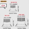 調光可能なリビングルーム用LEDダウンライト、天井埋め込み式、畳む、3w〜18w - 画像 (3)