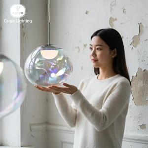 カレン照明 イリデッセンス ダイニングペンダント PVD レインボーハンギングランプ 隠しLEDライト モダン装飾天井照明器具 商業用