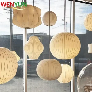 侘び寂びシルクLEDペンダントランプ デンマークデザイナー ハンギングライト リビングルーム ホテル レストラン 工場直送 高級ホームデコレーション