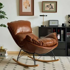 卸売リビングルーム屋外屋内家具モダンレジャーレイジーリクライニングチェアリラックスロッキングチェアフットレスト付き