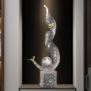 モダンな高級背の高い床置き彫刻樹脂製抽象像、リビングルーム、玄関、廊下、家の装飾、ギフトに最適